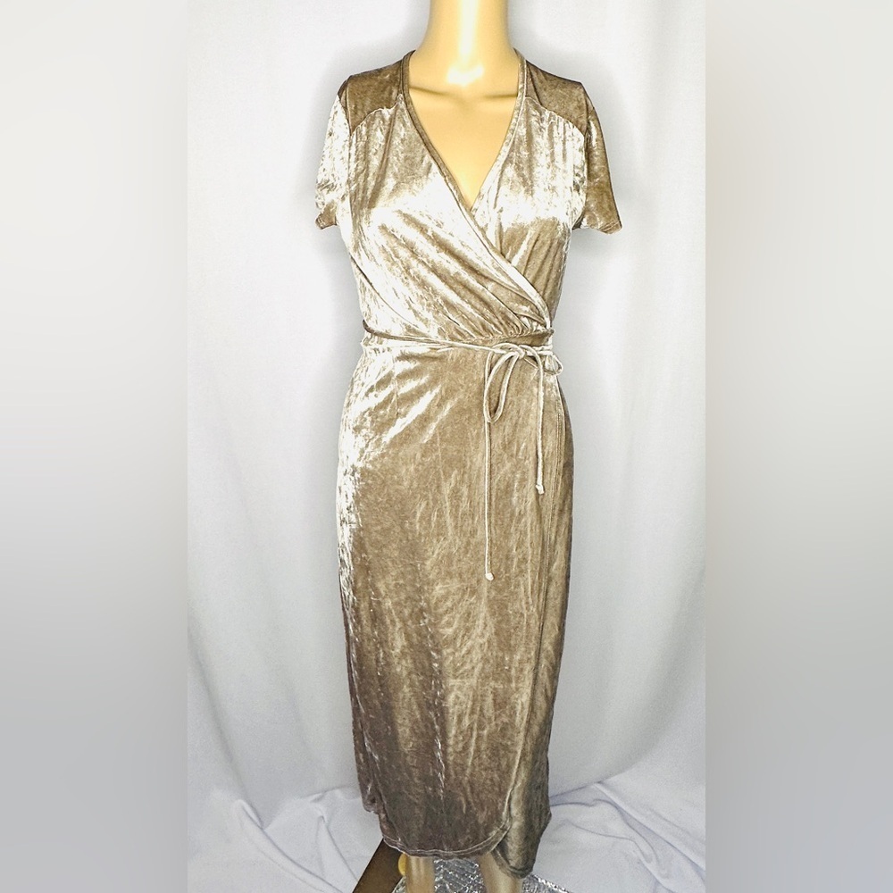 Crushed Velvet Wrap Dress Silver